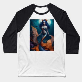 Orange Rose Mermaid Baseball T-Shirt